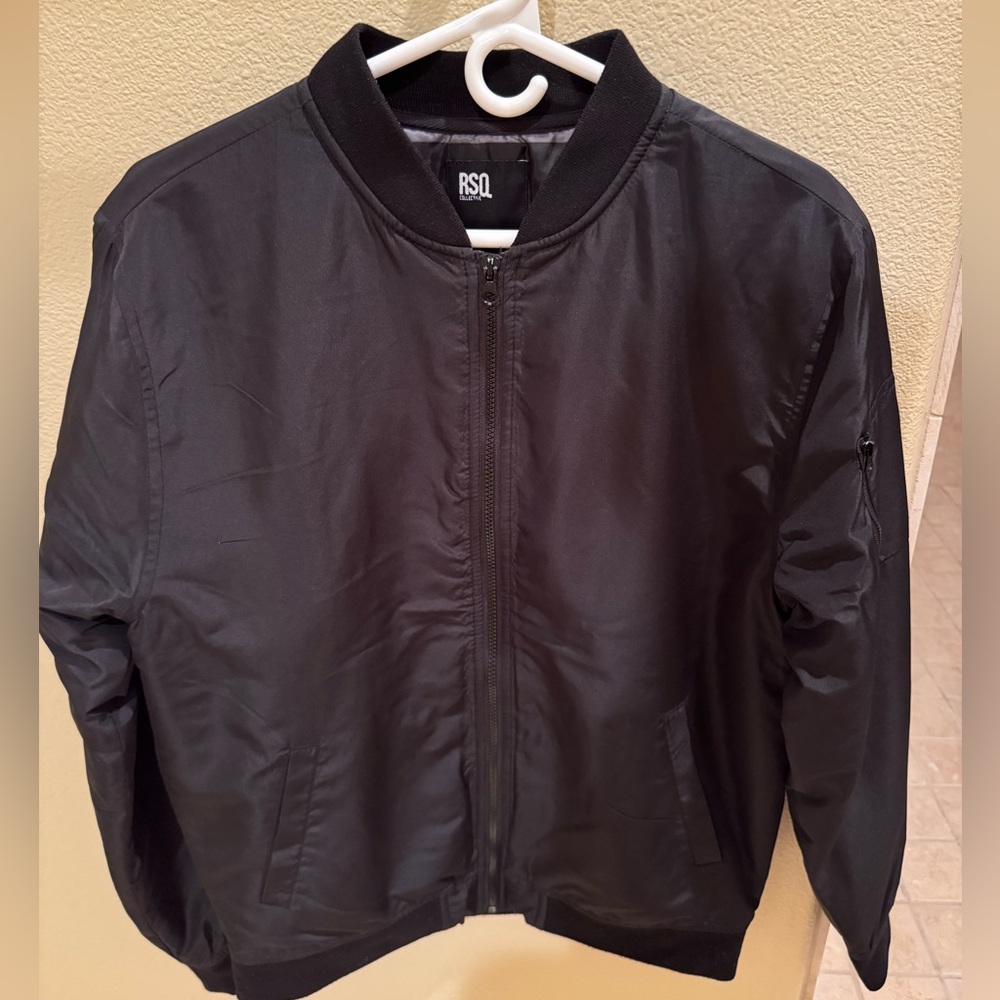 RSQ Men’s Black Bomber Jacket